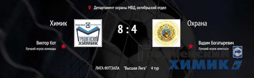 Счёт игры Химик - Охрана